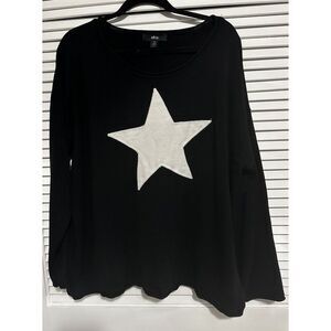 Ellos Women's Plus Size Star Applique‎ Sweater  Pullover 1X Size 22/24